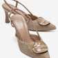Levia - Taupe Woven-Textured Accessory-Detail Stiletto Heel Pump (Women)
