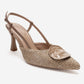 Levia - Taupe Woven-Textured Accessory-Detail Stiletto Heel Pump (Women)