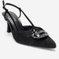 Levia - Black Woven-Textured Accessory-Detail Stiletto Heel Pump (Women)