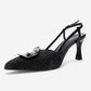Levia - Black Woven-Textured Accessory-Detail Stiletto Heel Pump (Women)