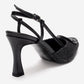 Levia - Black Woven-Textured Accessory-Detail Stiletto Heel Pump (Women)