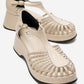 Barry - Beige Genuine Leather Woven Detail Wedge Heel Sandal (Women)