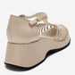 Barry - Beige Genuine Leather Woven Detail Wedge Heel Sandal (Women)