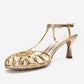 Gerald - Gold Genuine Leather Woven Strap Stiletto Pump (Women)