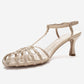 Gerald - Beige Genuine Leather Woven Strap Stiletto Pump (Women)
