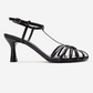 Gerald - Black Genuine Leather Woven Strap Stiletto Pump (Women)