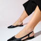 Lujo - Black Backless Ballet Flat (Women)