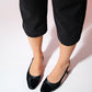 Lujo - Black Backless Ballet Flat (Women)
