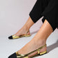 Lujo - Gold Backless Flat Ballerina (Women)