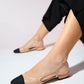 Lujo - Beige Backless Flat Ballerina (Women)