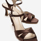 MELIN - Brown Satin Cross Strap Stiletto Pump (Women)