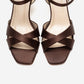 MELIN - Brown Satin Cross Strap Stiletto Pump (Women)