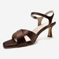 MELIN - Brown Satin Cross Strap Stiletto Pump (Women)