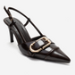 NOEN - Brown Buckle Pointed Toe Stiletto Pump (Women)
