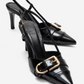 NOEN - Black Buckle Pointed Toe Stiletto Pump (Women)