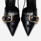 NOEN - Black Buckle Pointed Toe Stiletto Pump (Women)