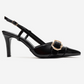 NOEN - Black Buckle Pointed Toe Stiletto Pump (Women)