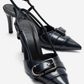NOEN - Navy Buckle Pointed Toe Stiletto Pump (Women)