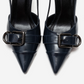 NOEN - Navy Buckle Pointed Toe Stiletto Pump (Women)