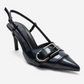 NOEN - Navy Buckle Pointed Toe Stiletto Pump (Women)