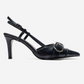 NOEN - Navy Buckle Pointed Toe Stiletto Pump (Women)