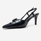 NOEN - Navy Buckle Pointed Toe Stiletto Pump (Women)