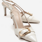 NOEN - Off-White Buckle Pointed Toe Stiletto Pump (Women)