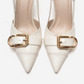 NOEN - Off-White Buckle Pointed Toe Stiletto Pump (Women)