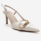NOEN - Off-White Buckle Pointed Toe Stiletto Pump (Women)