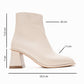 Maura - Off-White Genuine Leather Block Heel Boot (Women)
