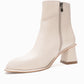 Maura - Off-White Genuine Leather Block Heel Boot (Women)