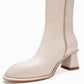 Paradis - Off-White Genuine Leather Block Heel Knee-High Boot (Women)