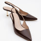 Marten - Brown Pointed Toe Backless Stiletto (Women)