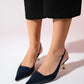 Marten - Navy Pointed Toe Backless Stiletto (Women)