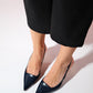 Marten - Navy Pointed Toe Backless Stiletto (Women)