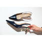 Marten - Navy Pointed Toe Backless Stiletto (Women)