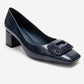 VELORA - Navy Buckled Block Heel Shoe (Women)