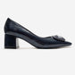 VELORA - Navy Buckled Block Heel Shoe (Women)