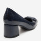 VELORA - Navy Buckled Block Heel Shoe (Women)