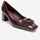 VELORA - Burgundy Buckled Block Heel Shoe (Women)
