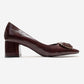 VELORA - Burgundy Buckled Block Heel Shoe (Women)