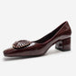 VELORA - Burgundy Buckled Block Heel Shoe (Women)