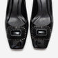 VELORA - Black Buckled Block Heel Shoe (Women)