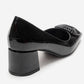 VELORA - Black Buckled Block Heel Shoe (Women)