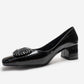 VELORA - Black Buckled Block Heel Shoe (Women)