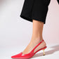 Marten - Red Pointed Toe Slingback Stiletto (Women)