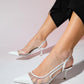 Ravenna - White Pointed Toe Slingback Stiletto (Women)