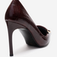 GUERNI - Burgundy Genuine Leather Stiletto Pump (Women)