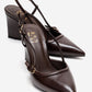 CELIA - Brown Block Heel Pointed Toe Shoe (Women)