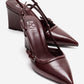CELIA - Burgundy Genuine Leather Pointed Toe Wedge Heel Shoe (Women)